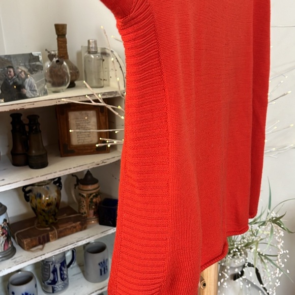 Eileen Fisher M 100% Merino Wool  beautiful deep orange. Wide ribbing at sides. - Picture 3 of 4